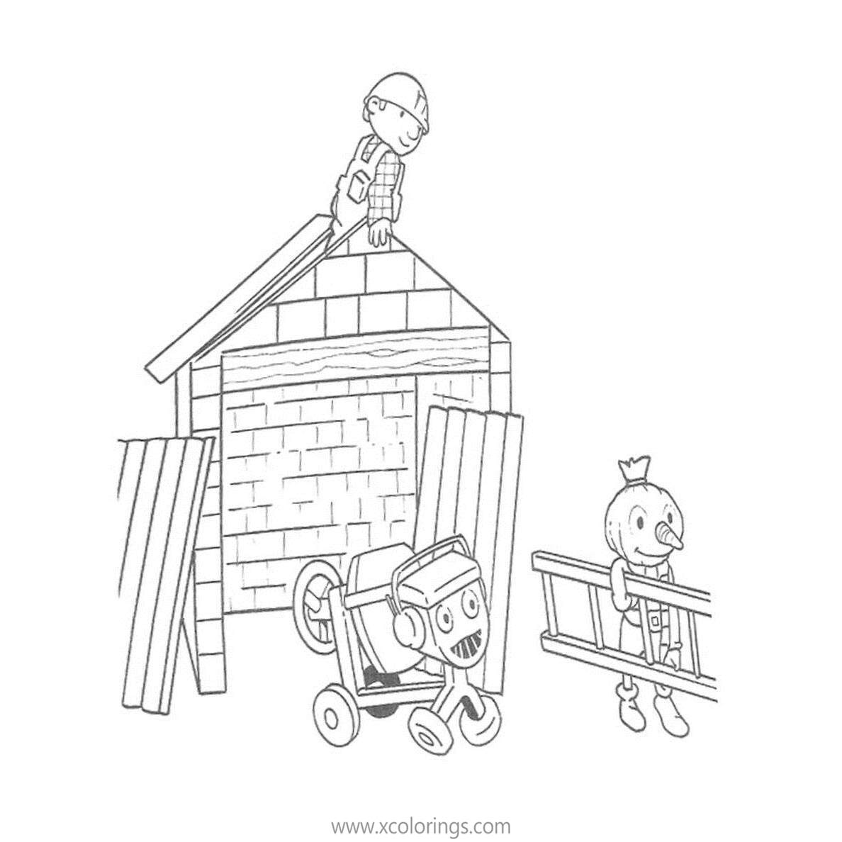 Free Bob The Builder Coloring Pages Working Together printable