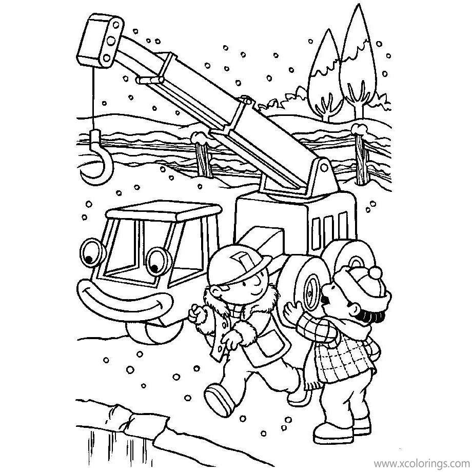 Free Bob The Builder Coloring Pages Working in the Snow printable