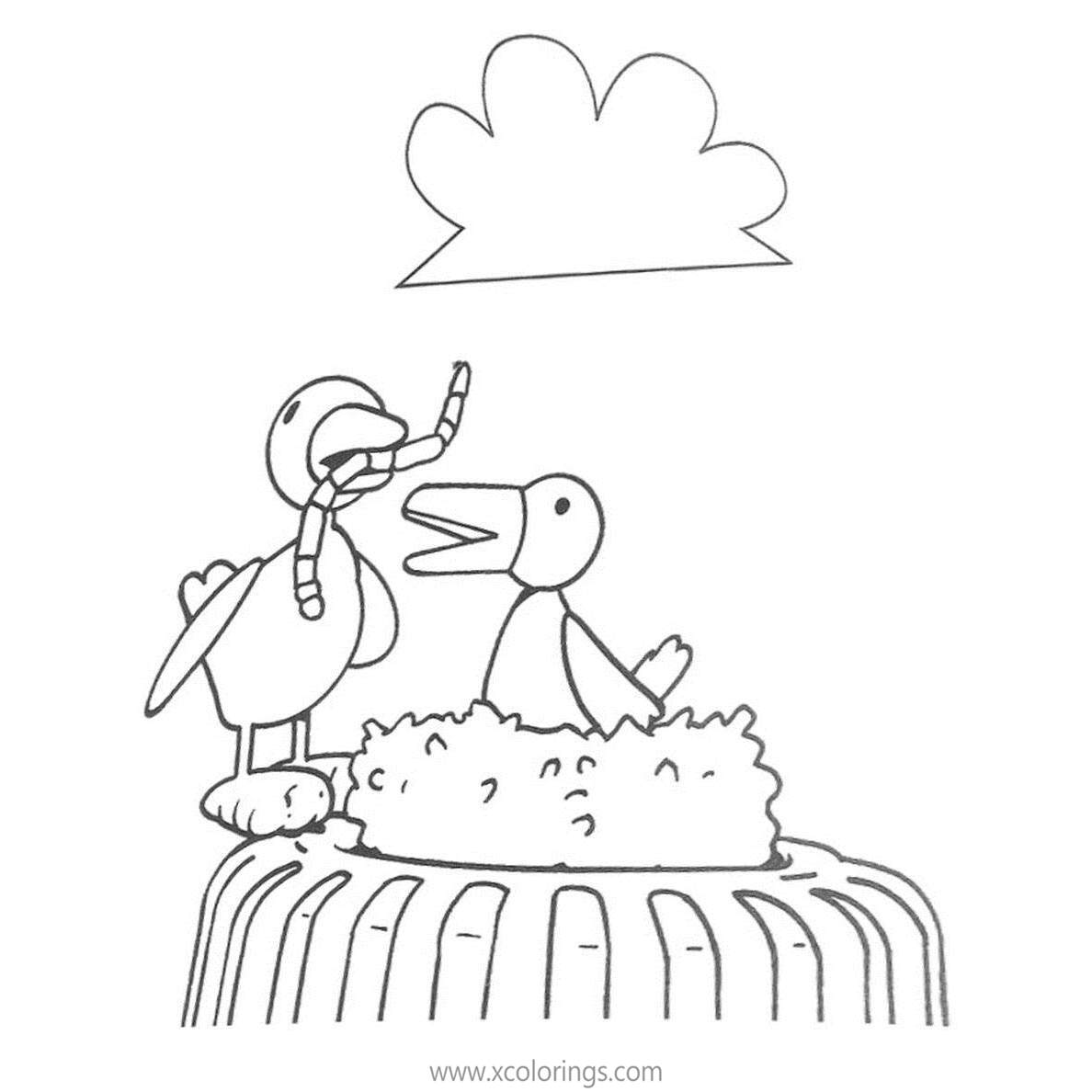Free Bob the Builder Coloring Pages Bird is Feeding Her Baby printable