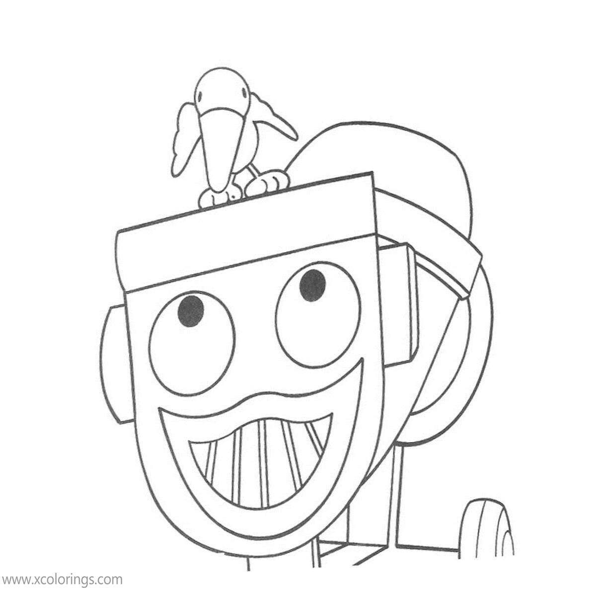 Free Bob the Builder Coloring Pages Bird is On the Head of Dizzy printable