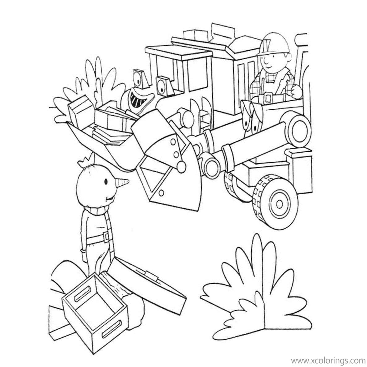 Free Bob the Builder Coloring Pages Bob Muck and Spud printable