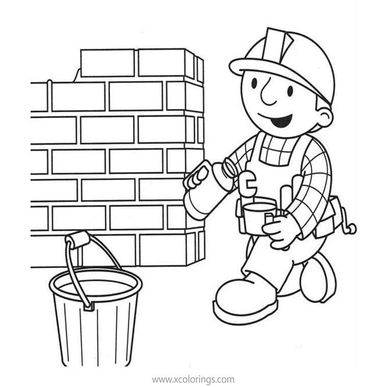 Free Bob the Builder Coloring Pages Bob is Drinking Water printable