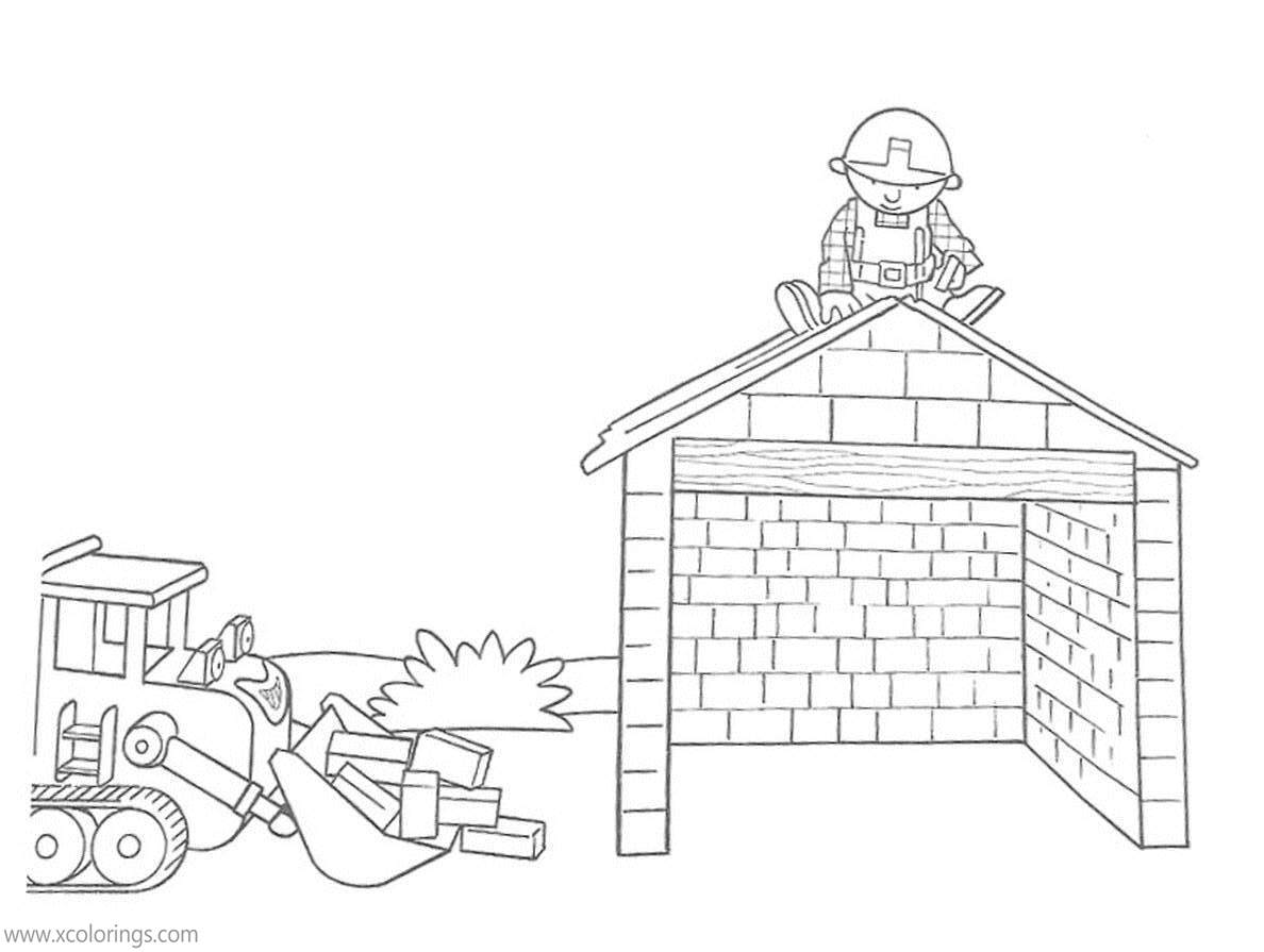 Free Bob the Builder Coloring Pages Bob is Repairing the Roof printable