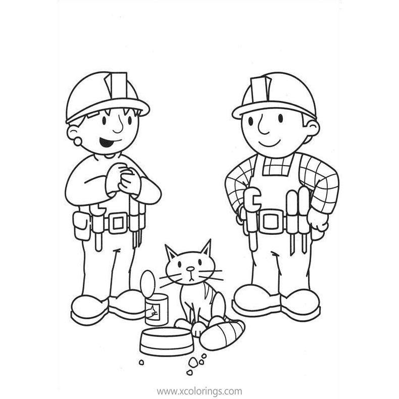Free Bob the Builder Coloring Pages Cat is Having Food printable