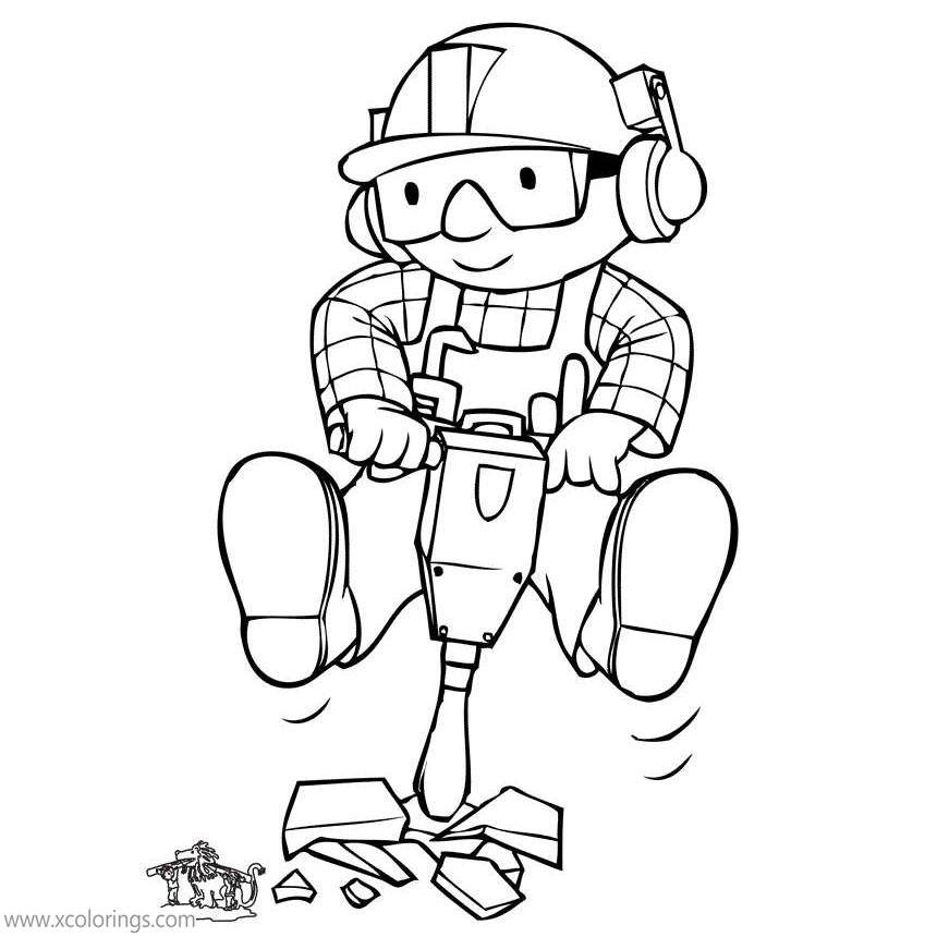 Free Bob the Builder Coloring Pages Drilling the Ground printable