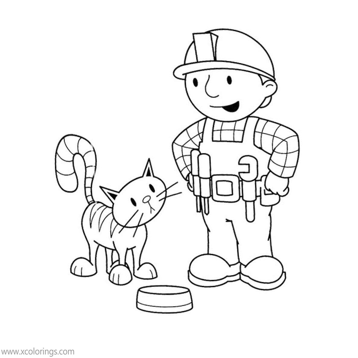 Free Bob the Builder Coloring Pages Pilchard is Hungry printable