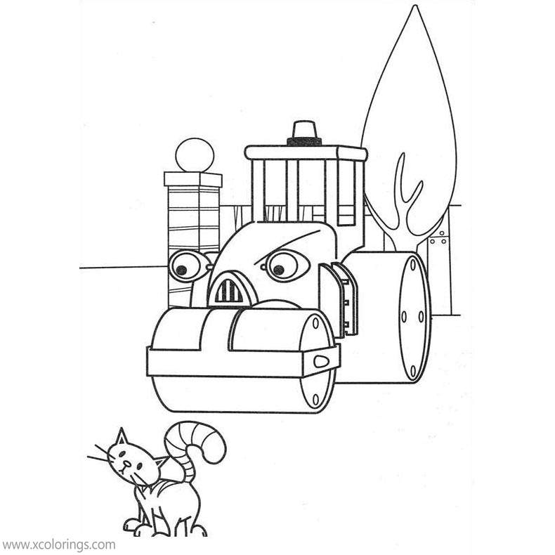 Free Bob the Builder Coloring Pages Roley Angry with Pilchard printable