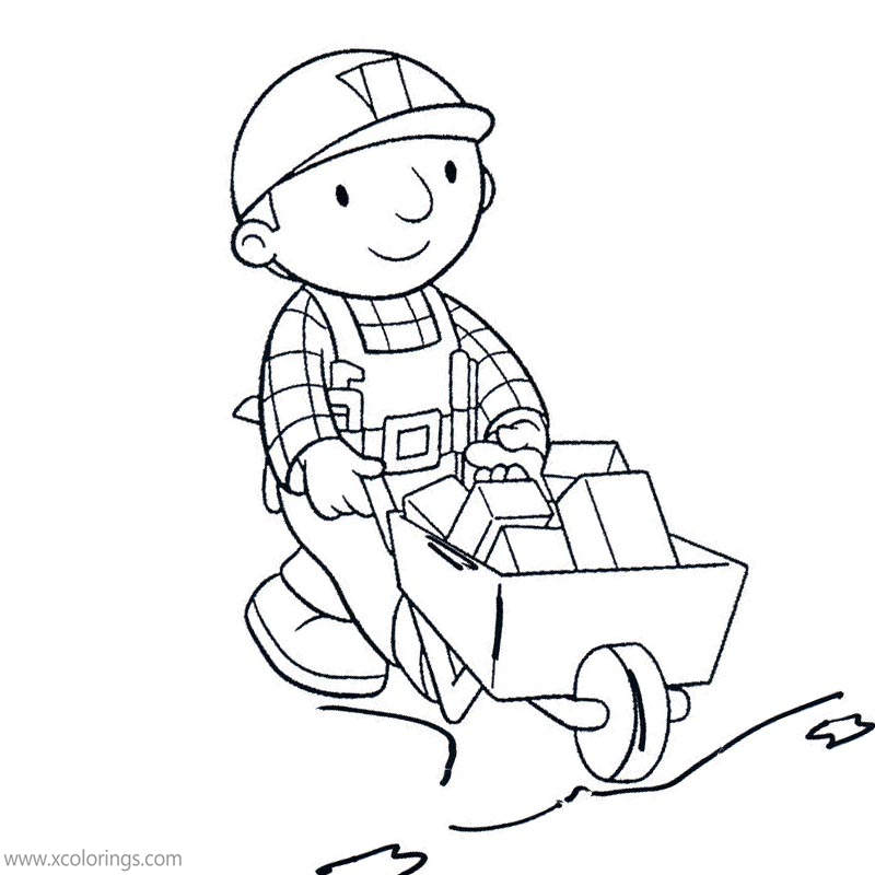 Free Bob the Builder Coloring Pages Wheelbarrow printable