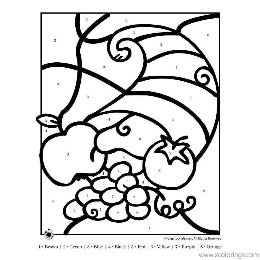 Free Cornucopia Coloring Pages Color by Number printable