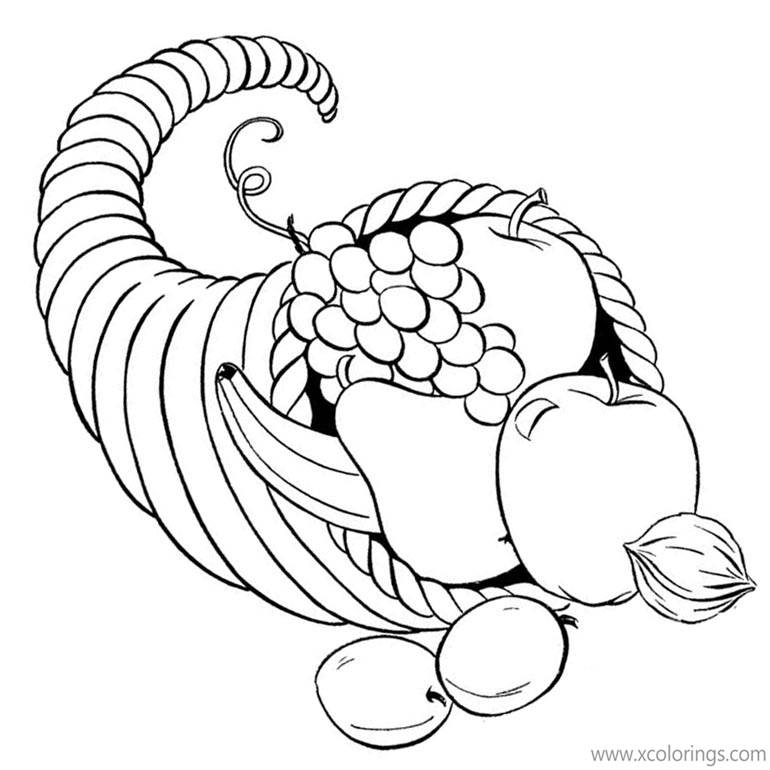 Free Cornucopia Coloring Pages with Food printable