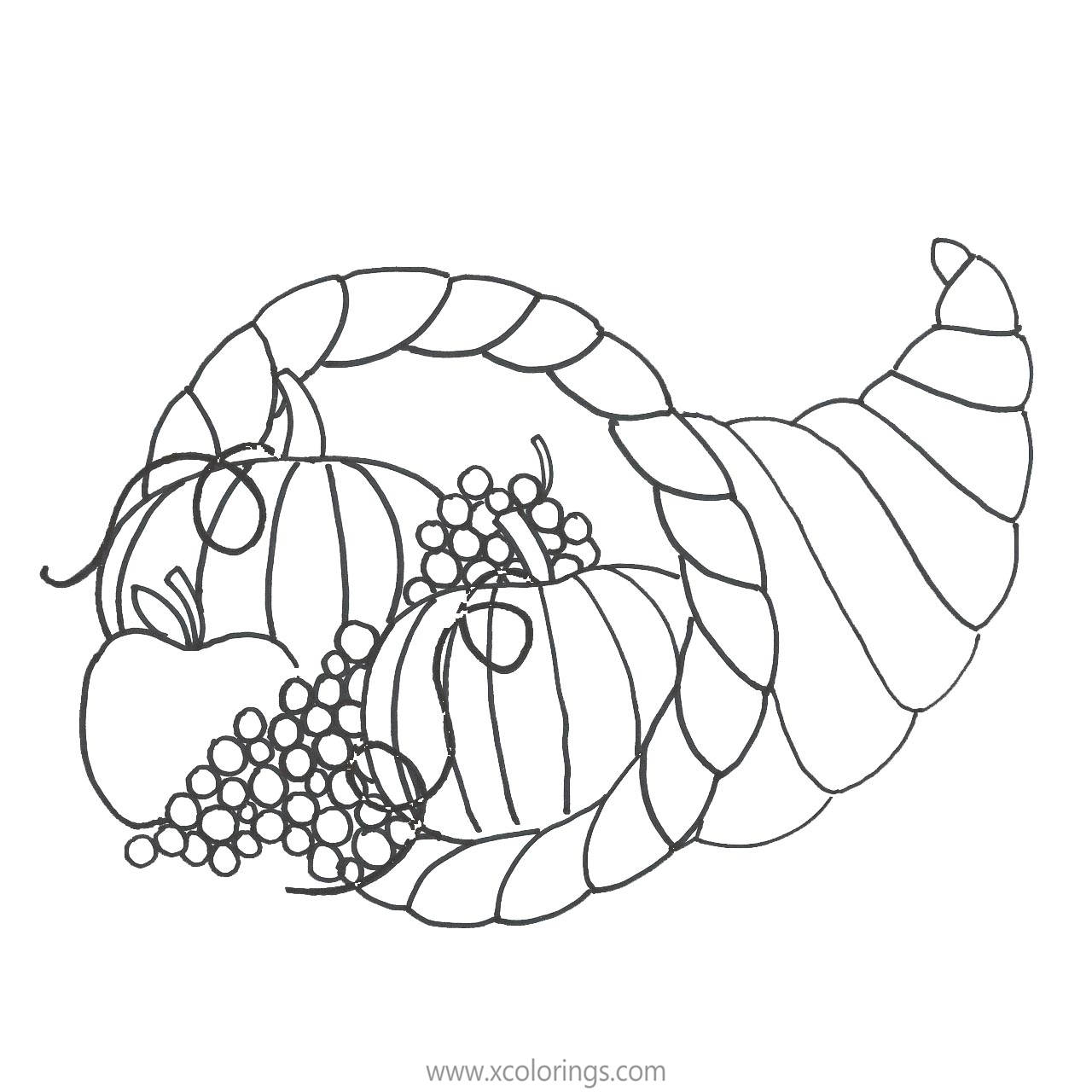 Free Cornucopia Coloring Pages with Pumpkins printable
