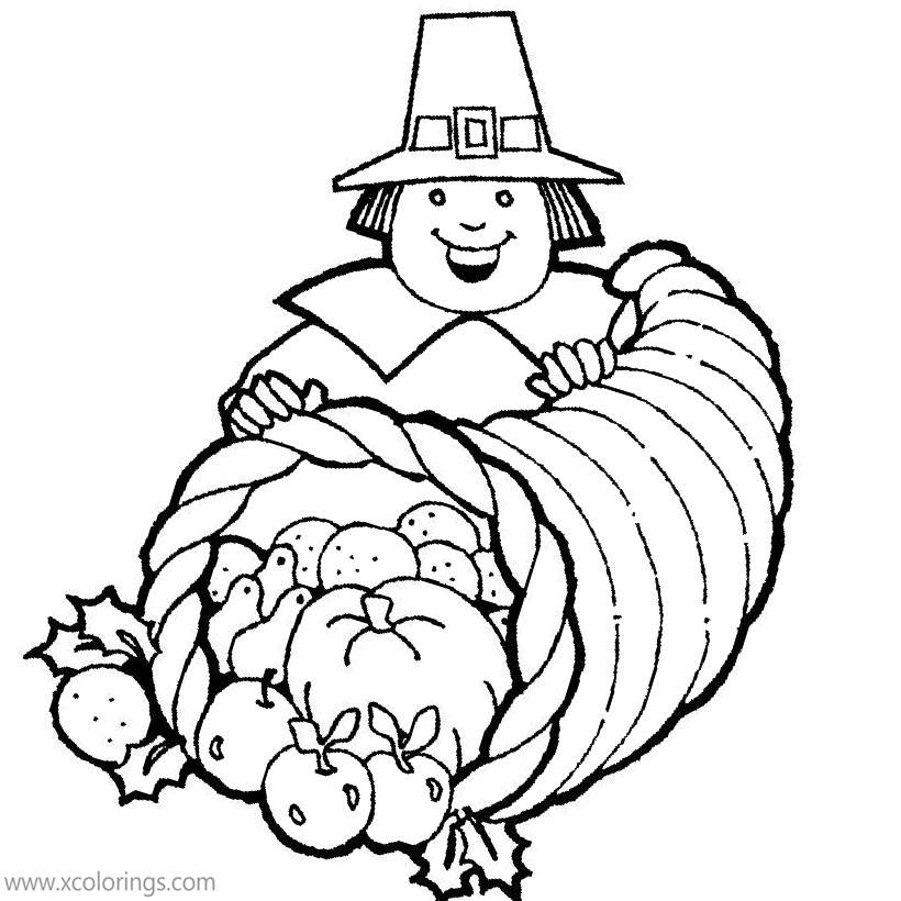 Free Cornucopia and Scarecrow Coloring Pages printable