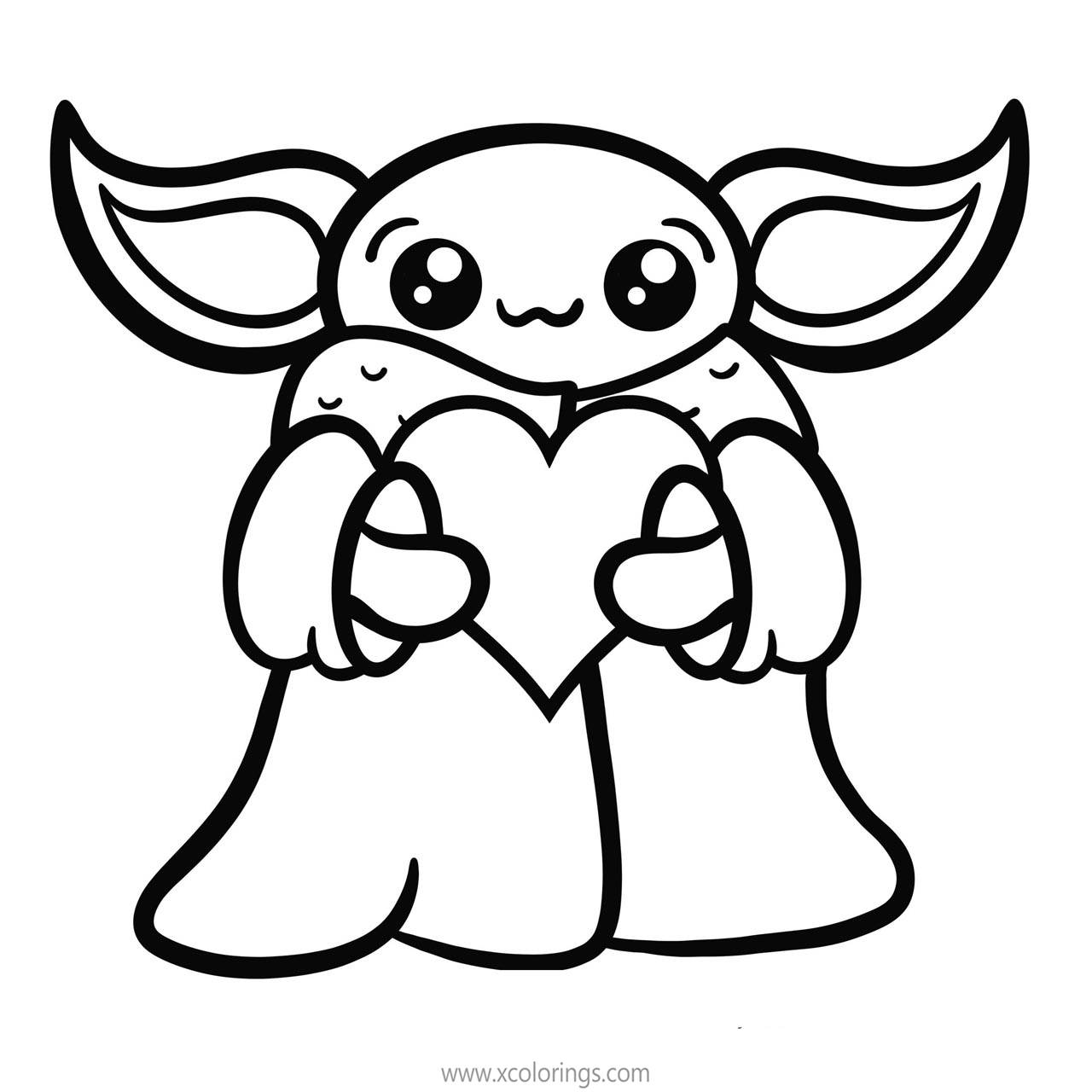 Baby Yoda Eating a Frog Coloring Page