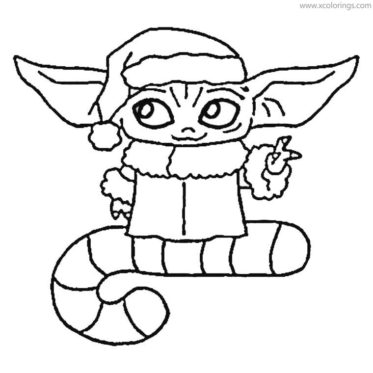 Free Happy Christmas Baby Yoda Coloring Pages printable