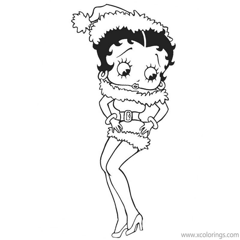Free Happy Christmas Betty Boop Coloring Pages printable