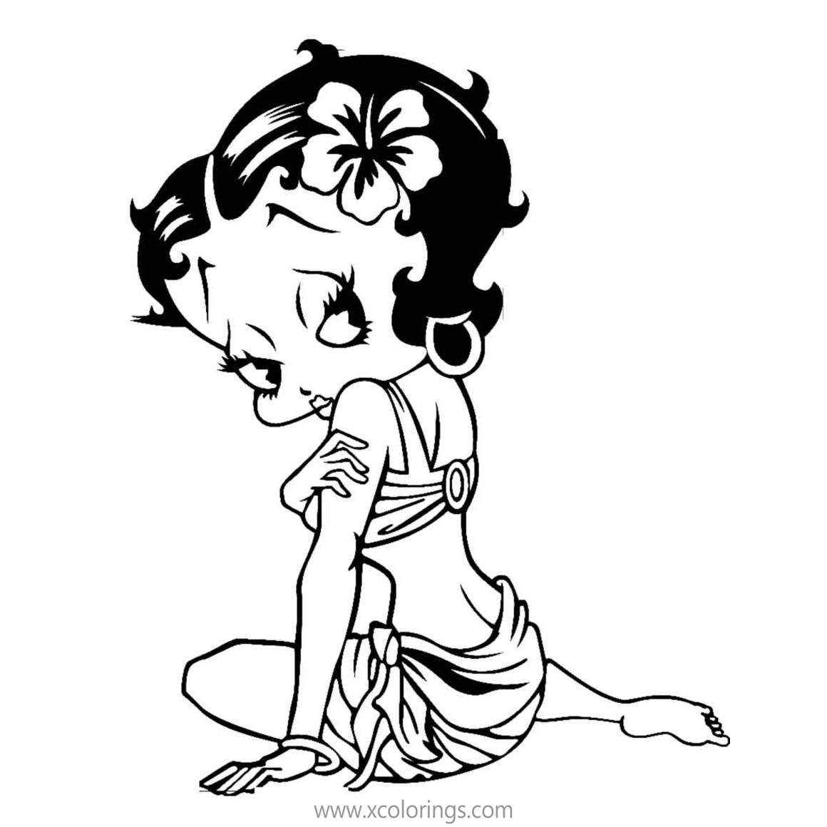 Free Hawaii Betty Boop Coloring Pages printable