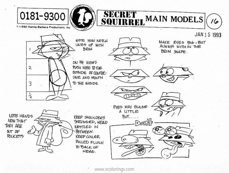 Free How to Draw Secret Squirrel Coloring Pages printable