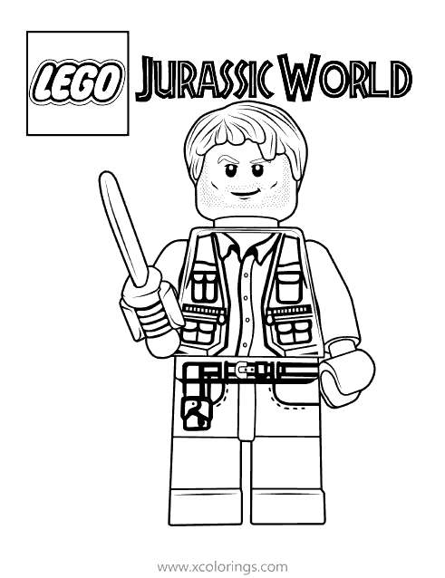 Free LEGO Jurassic World Coloring Pages Alan Grant printable