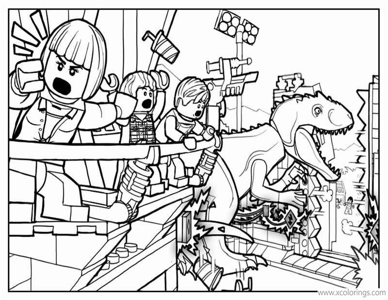 Free LEGO Jurassic World Coloring Pages Dinosaur Escaped printable