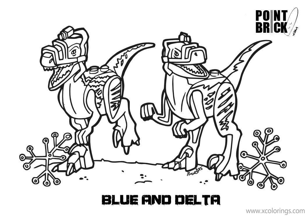 LEGO Jurassic World Coloring Pages Velociraptor Blue and Delta