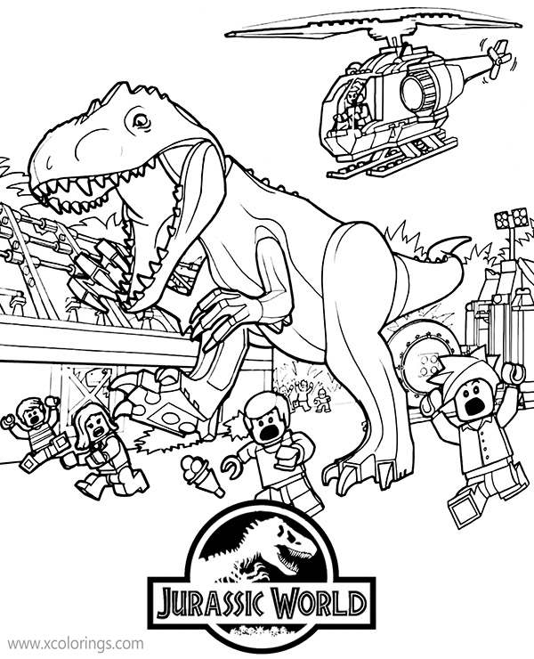 Free LEGO Jurassic World Coloring Pages with Logo printable