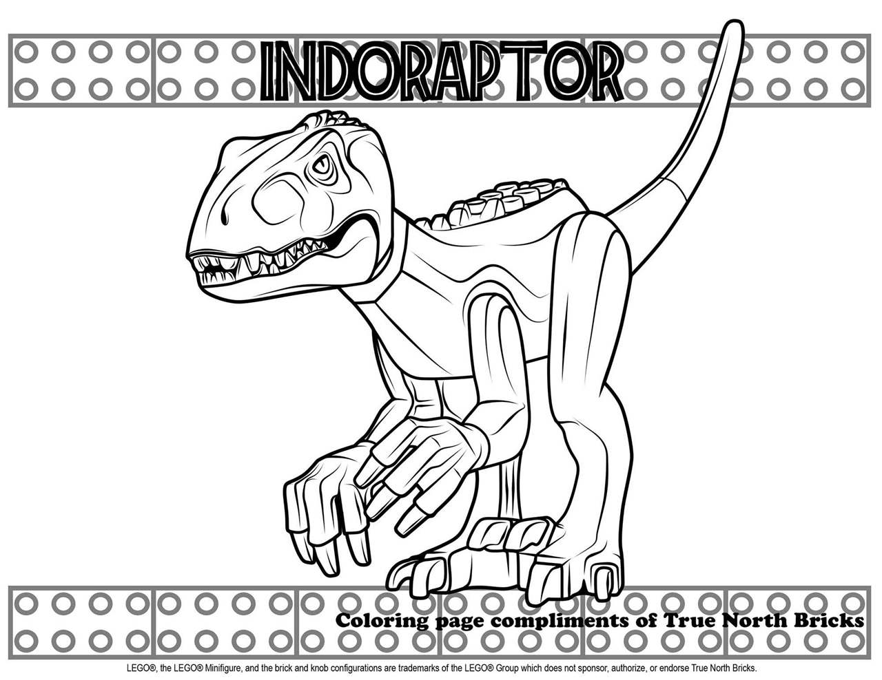 LEGO Jurassic World Dinosaur Coloring Pages Indoraptor - XColorings.com