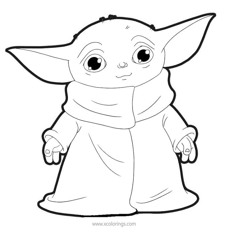 Baby Yoda and Stitch Coloring Pages - XColorings.com