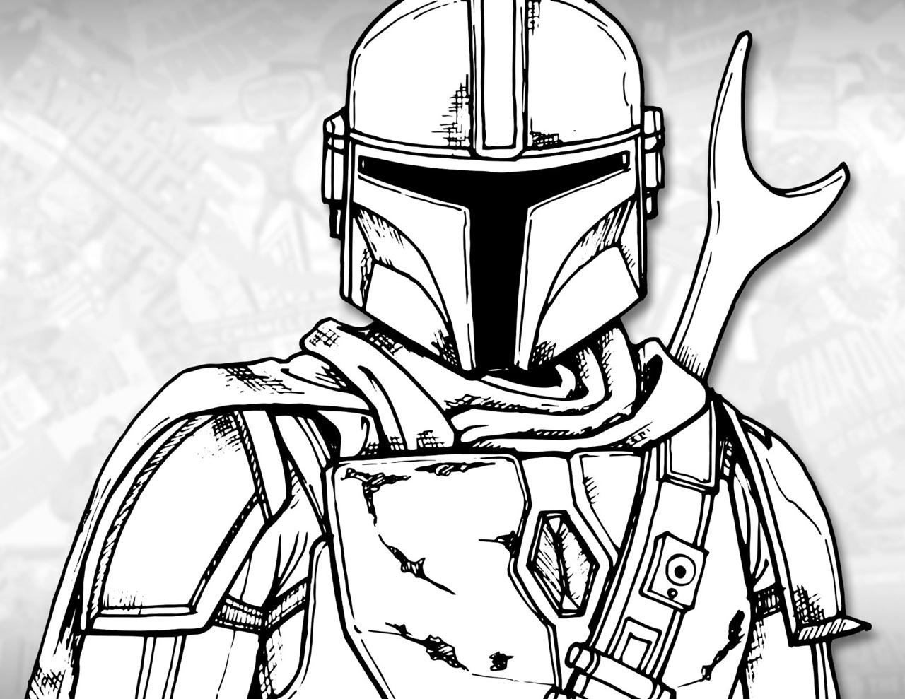 pix Mandalorian Coloring Pages Free mandalorian coloring pages hand drawing...