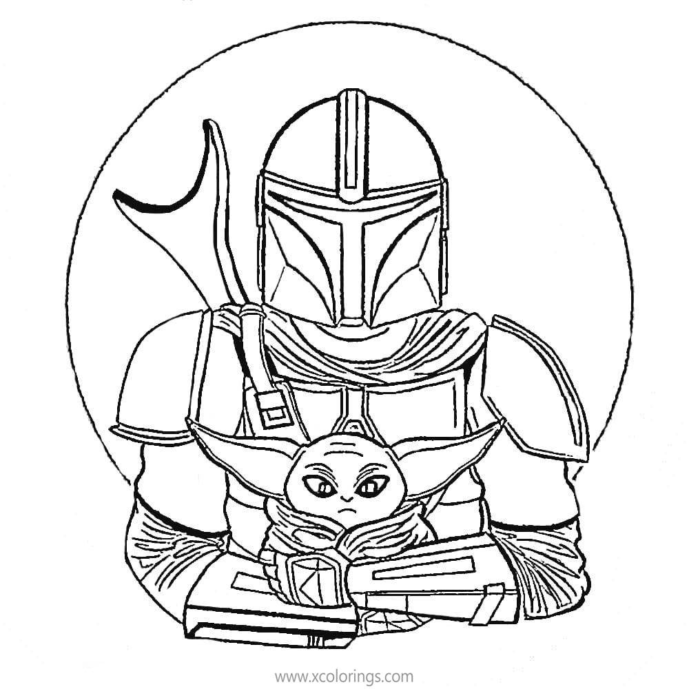 Mandalorian and Baby Yoda Coloring Pages - XColorings.com