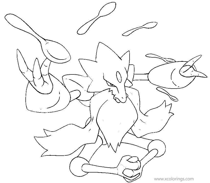 Mega Pokemon Coloring Pages Mega Alakazam - XColorings.com