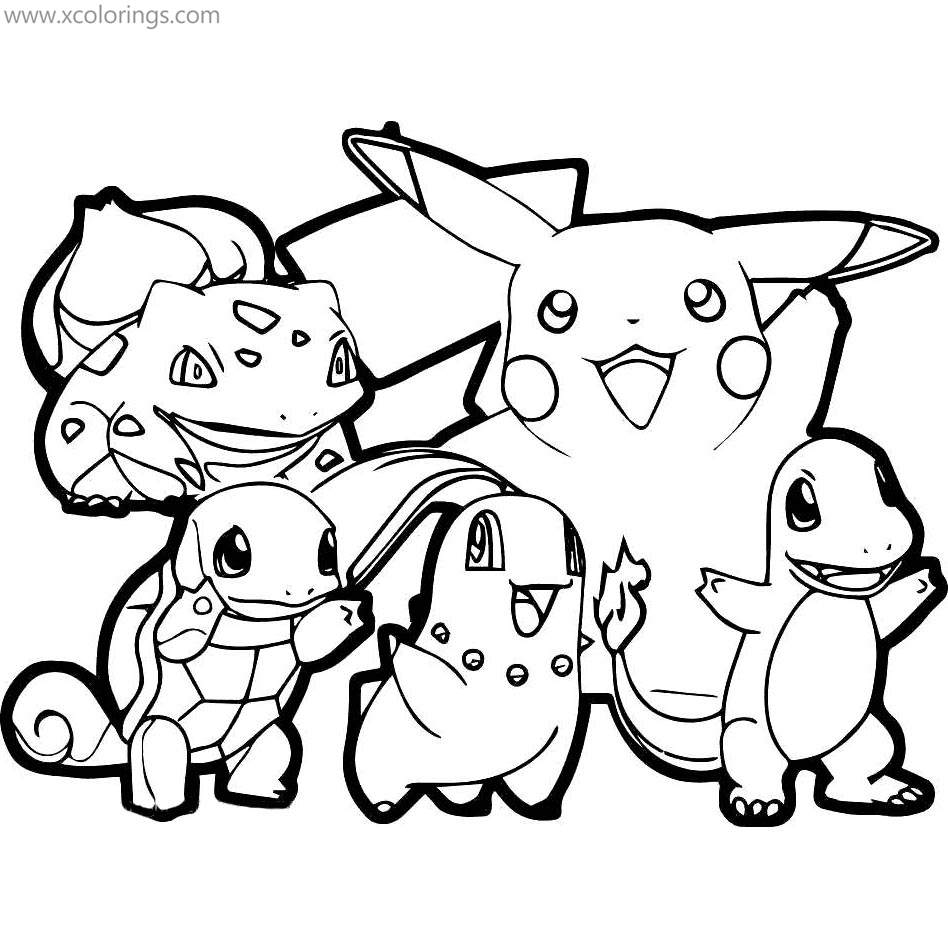 Mega Pokemon Coloring Pages Pikachu and Friends