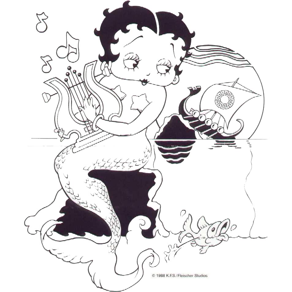 Free Mermaid Betty Boop Coloring Pages printable