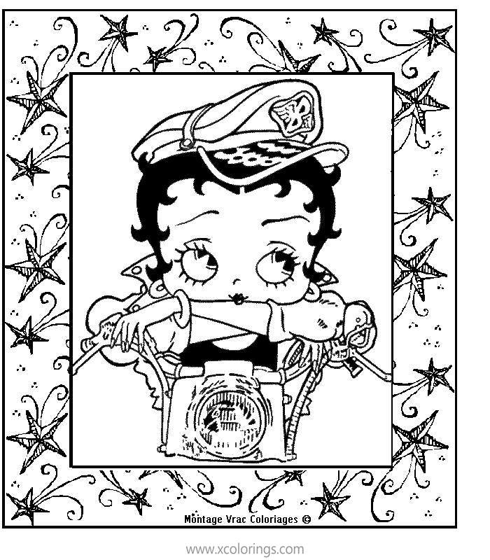 Free Motorcycle Betty Boop Coloring Pages printable