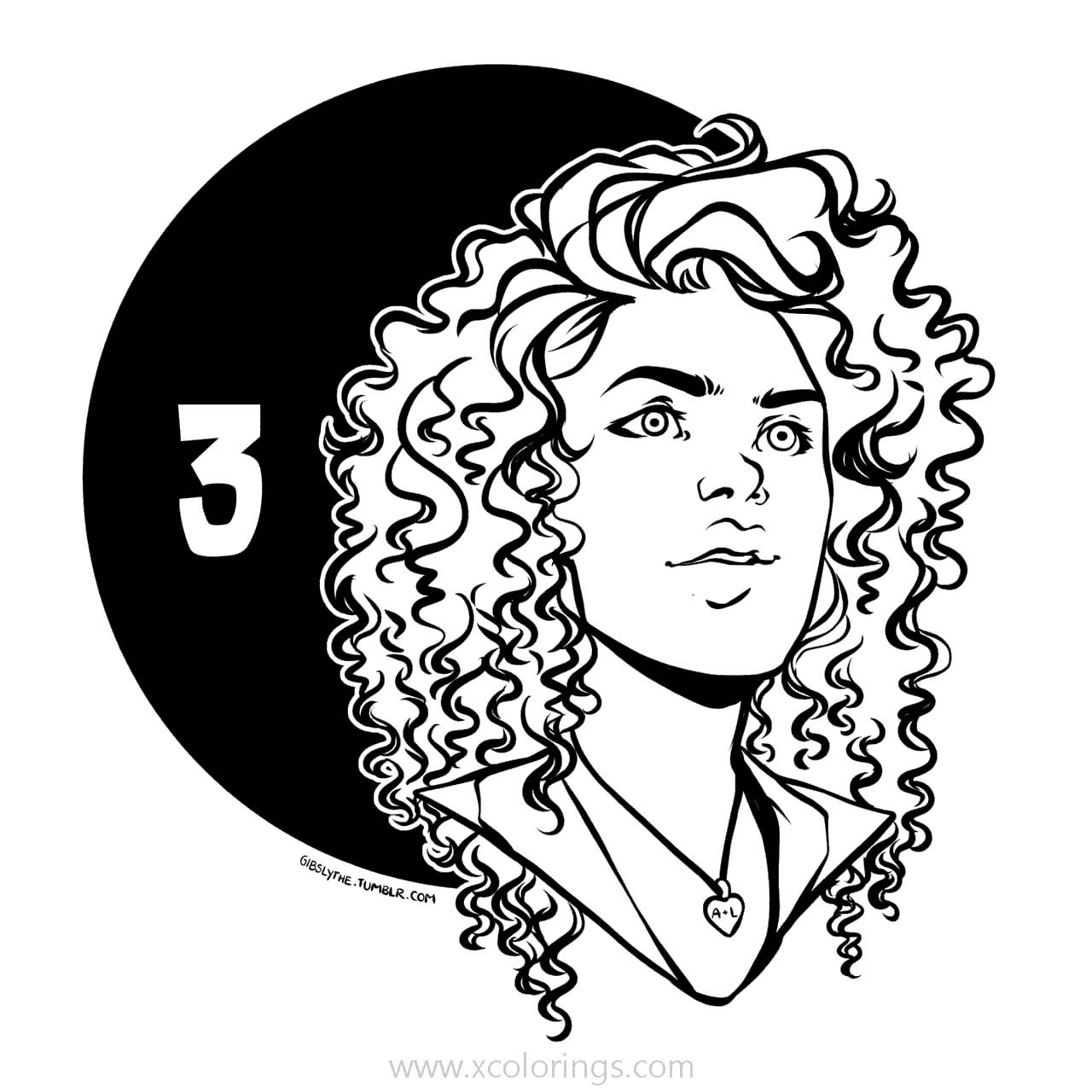 Free Number three from Umbrella Academy Coloring Pages printable