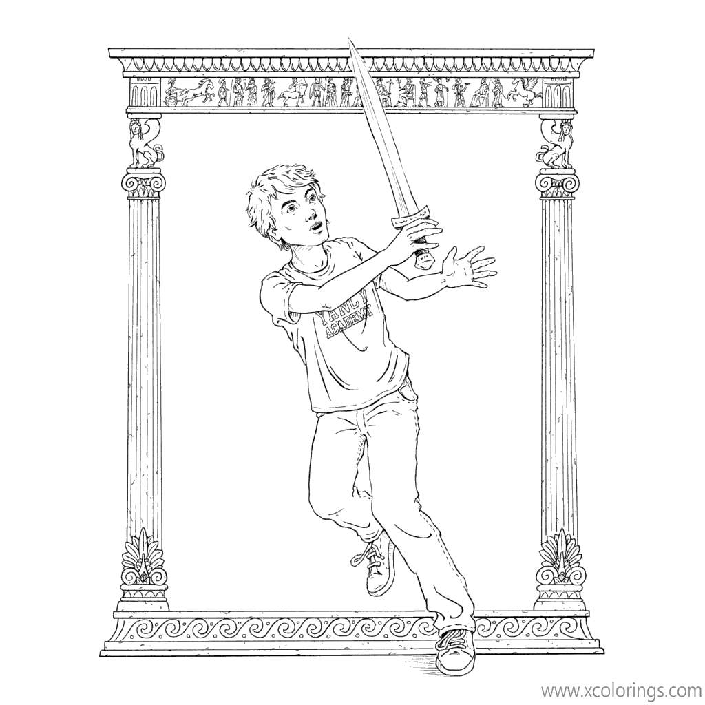 Free Percy Jackson Coloring Pages A Boy with Sword printable