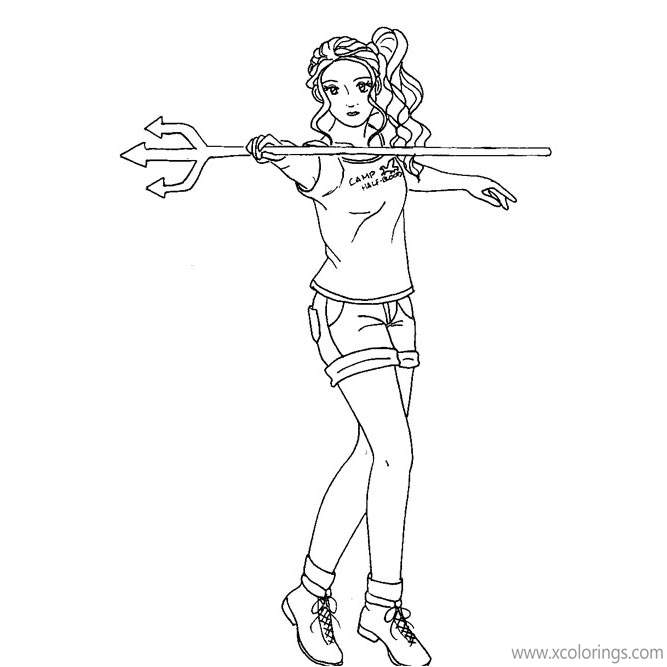 Free Percy Jackson Coloring Pages Girl with Trident printable