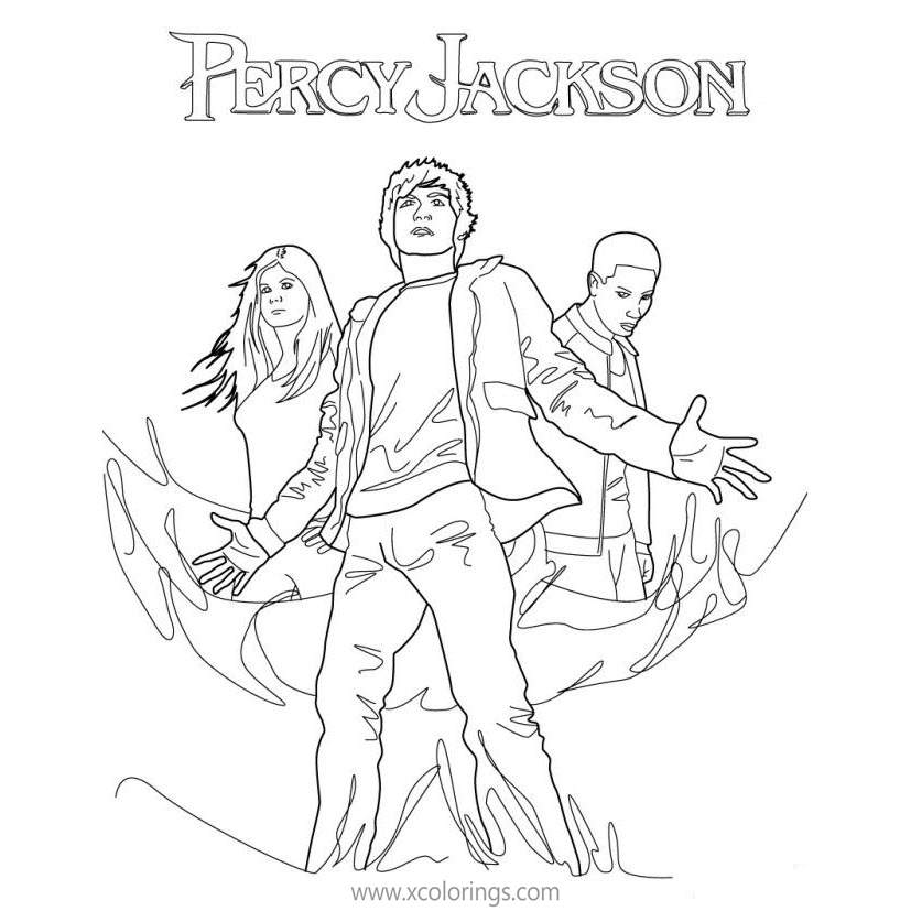 Free Percy Jackson with Firends Coloring Pages printable