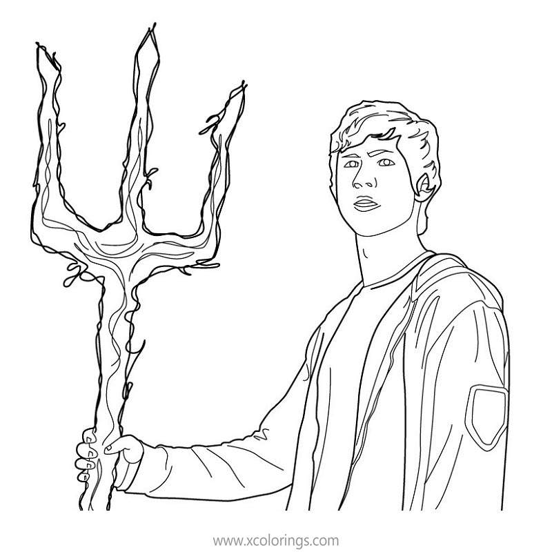 Free Percy Jackson with Trident Coloring Pages printable