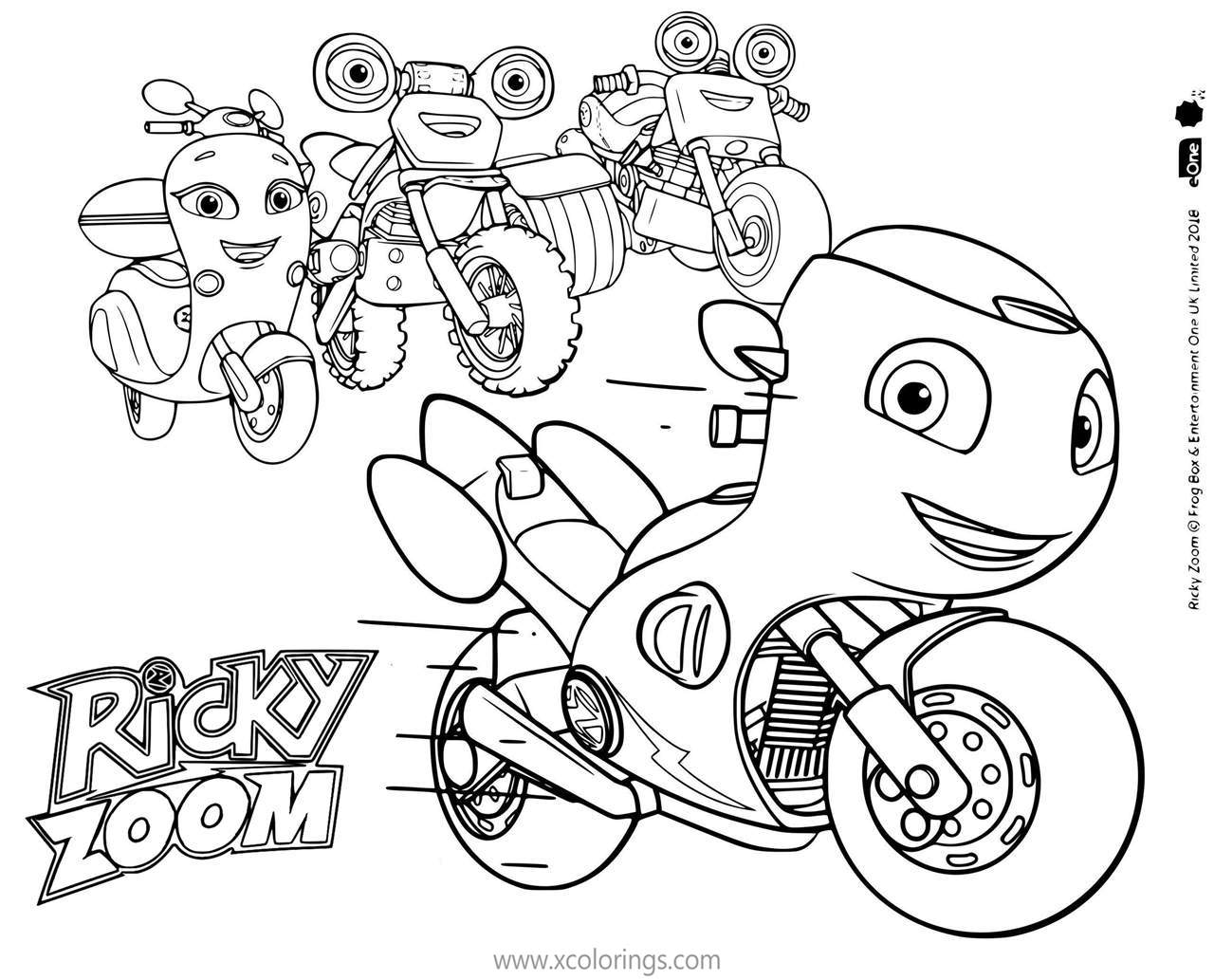 Free Ricky Zoom Coloring Pages Motorcycle and Friends printable