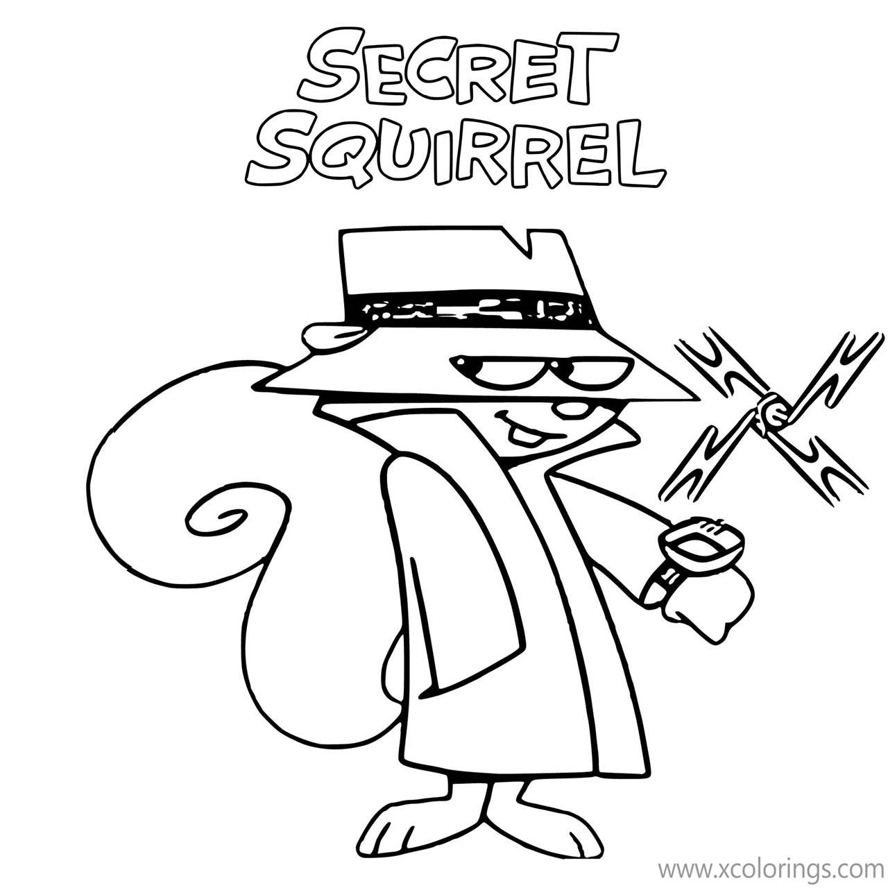 Free Secret Squirrel Coloring Page Logo printable