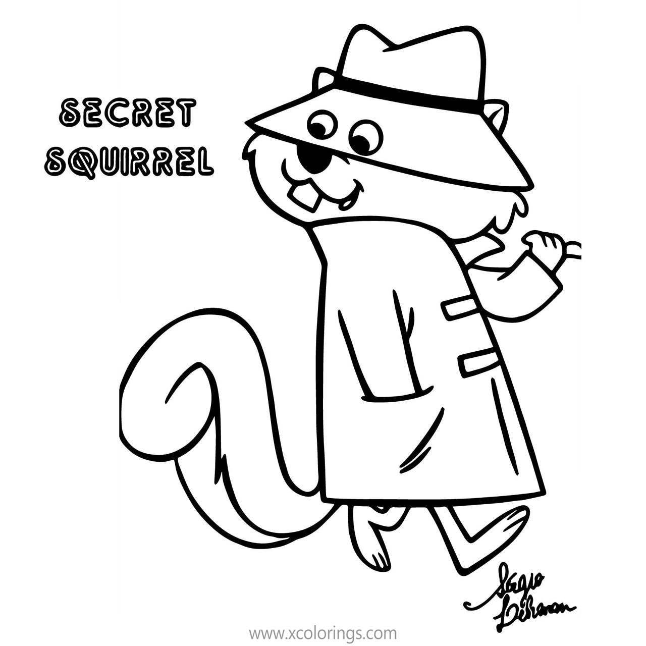Free Secret Squirrel Goes to Work Coloring Page printable