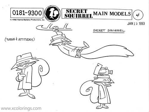 Free Secret Squirrel Turns and Attitudes Coloring Pages printable