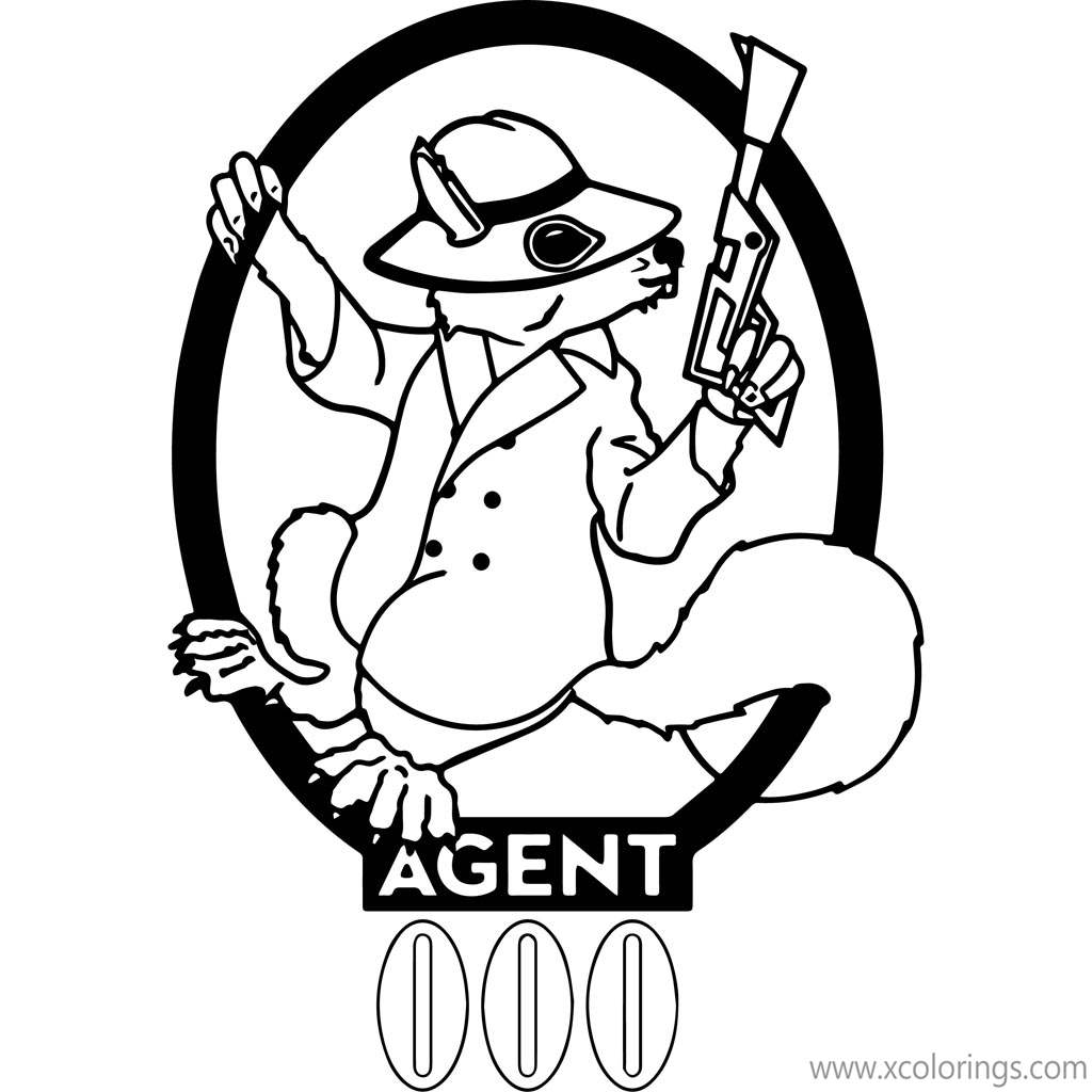 Free Secret Squirrel with Gun Coloring Pages printable