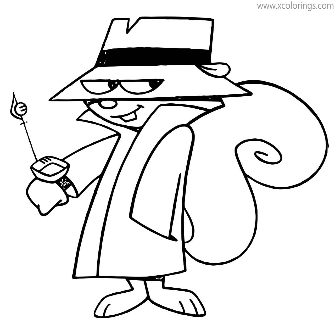 Free Secret Squirrel with Watch Coloring Page printable