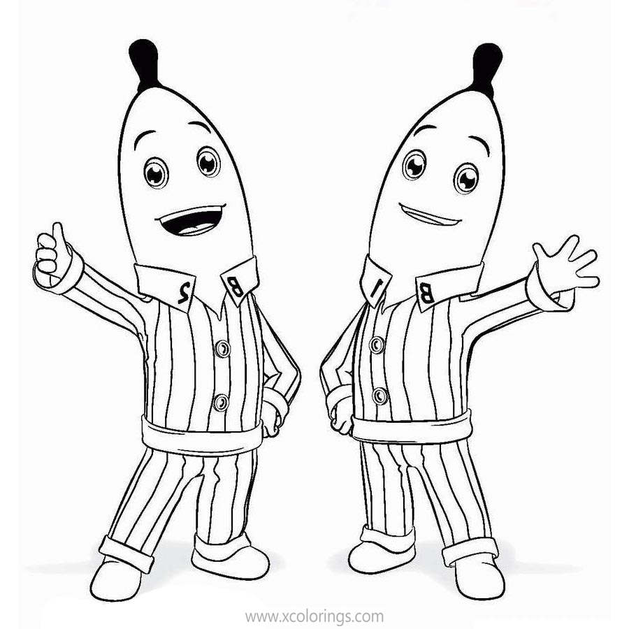 Bananas In Pajamas Coloring Pages B1 B2 and The Bears - XColorings.com