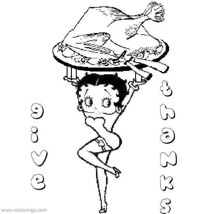 Free Thanksgiving Betty Boop Coloring Pages printable