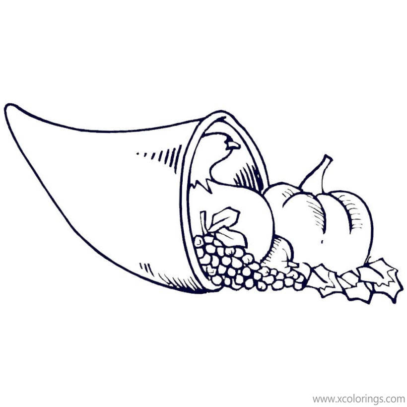Free Thanksgiving Cornucopia Coloring Pages printable