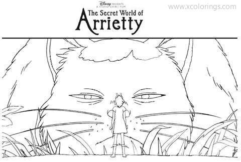 Free The Secret World of Arrietty Coloring Pages Arrietty and Niya Cat printable