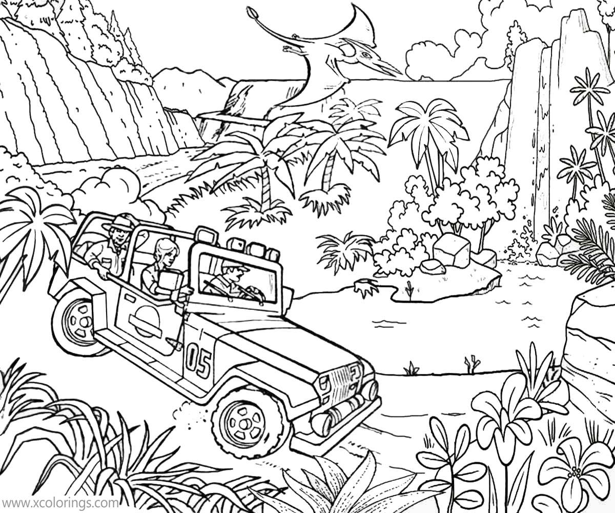 Free Traveling LEGO Jurassic World Coloring Pages printable