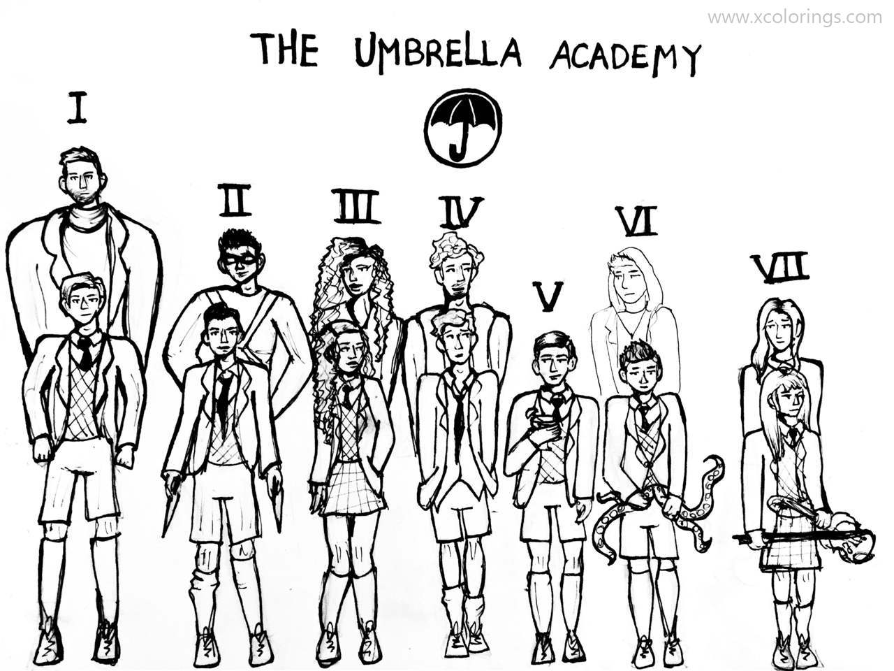 Umbrella Academy Coloring Pages Fanart - XColorings.com